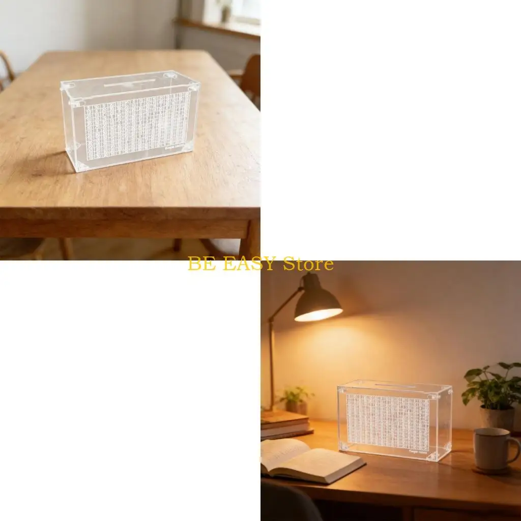 E28F Financial Planning Clear Acrylic Coin Box Money Saving Jar For Budget Management