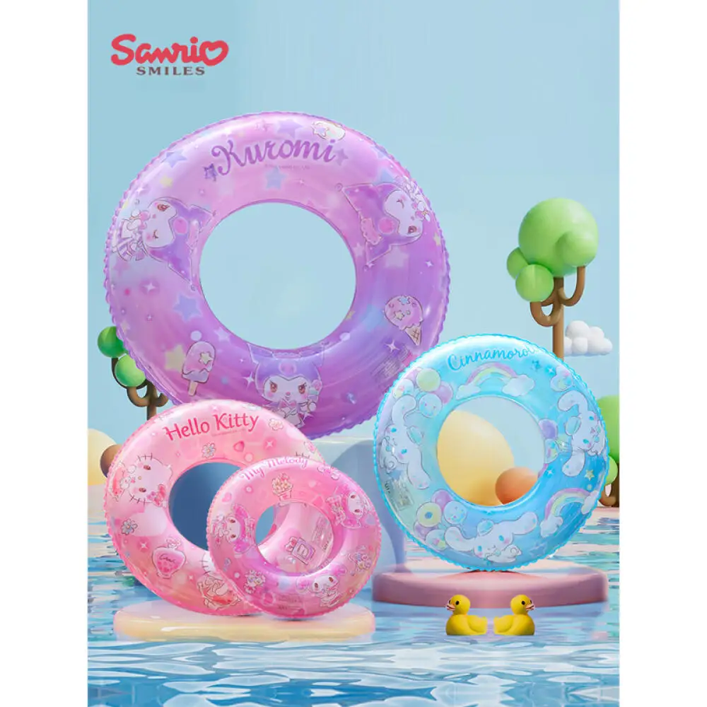 Sanrio Swimming Ring Cute Cartoon Hello Kitty Kuromi Cinnamoroll Kids Armpit Life Buoy Swimming Ring Baby Seat Swimming Rings