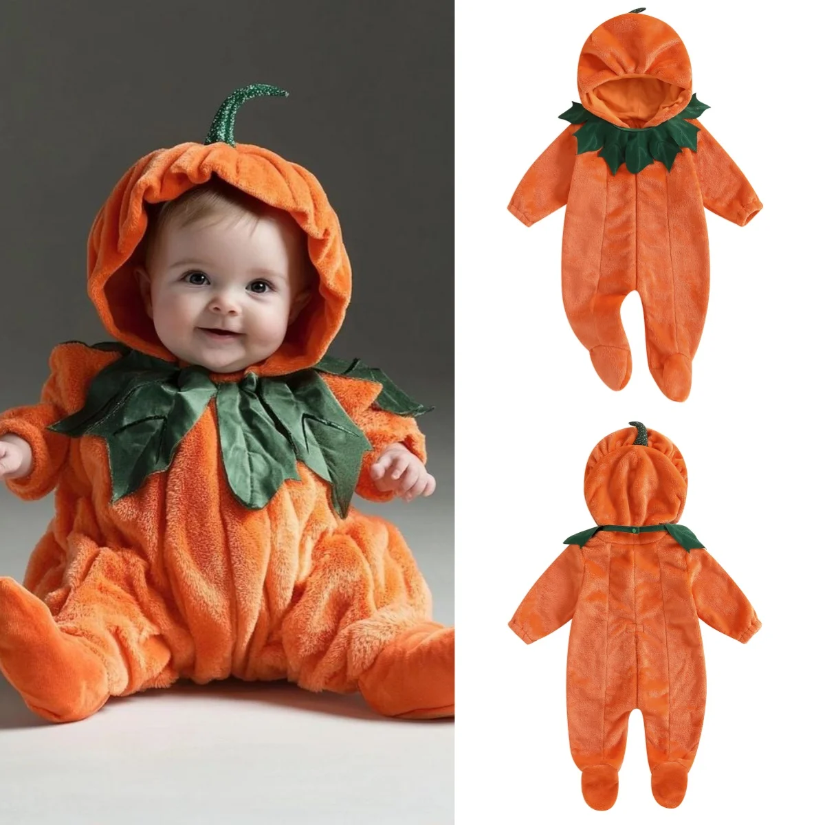 طفل رضيع فتاة صبي هالوين الزي شبح زمم هوديي رومبير أفخم طويلة الأكمام بذلة الخريف الشتاء الملابس #1