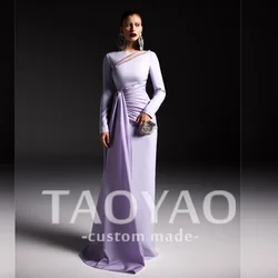Elegant Sequined Ruched Cocktail Party Mermaid High Collar Long Sleeves Customized Bespoke Occasion Gown Long Dresses 2024