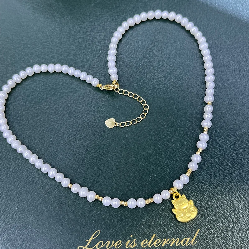 

Broken Silver Pearl Necklace for Women, Light Luxury Niche S925 Sterling Silver New Chinese Style Necklace with Irregular Freshw