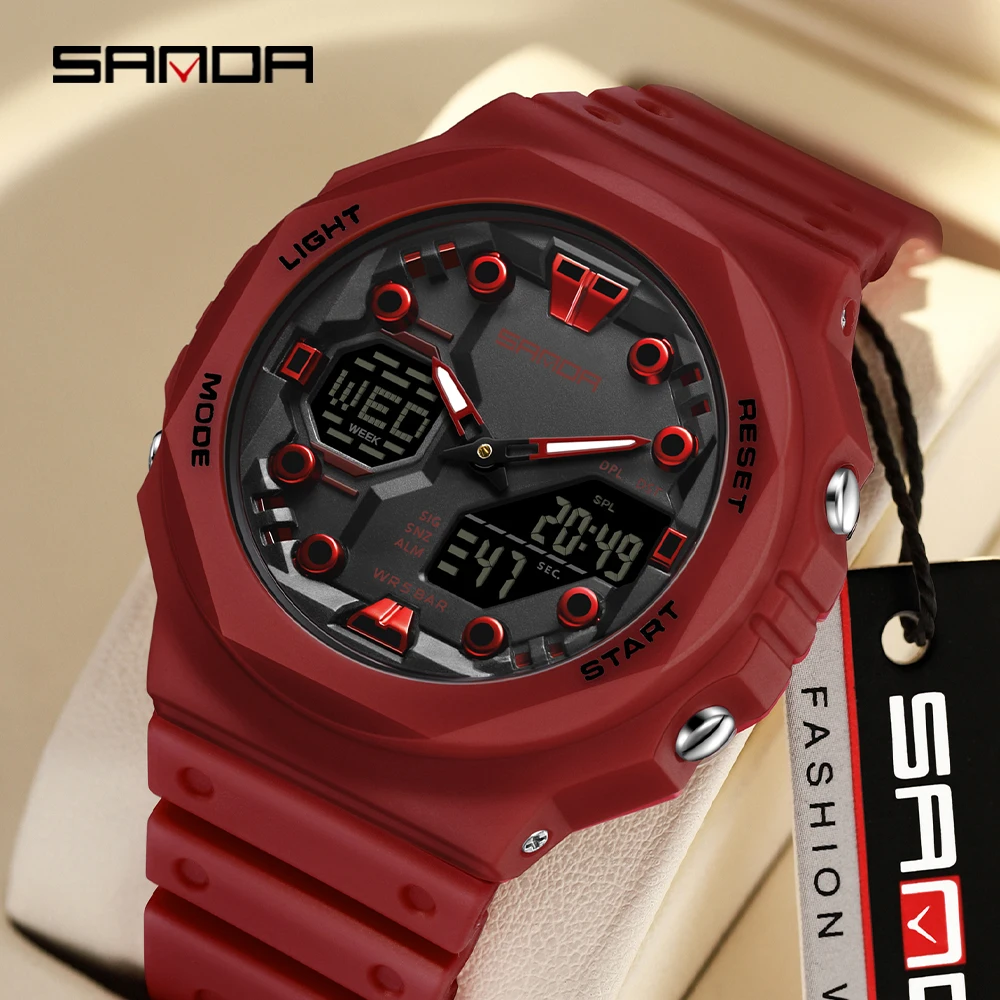 

SANDA 6200 Fashion Student Electronic Watch Multi functional Alarm Clock Waterproof Cool Male and Female Student Watch