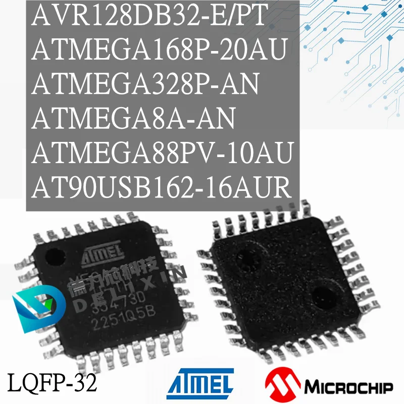 AVR128DB32-E/PT ATMEGA168P-20AU ATMEGA328P-AN ATMEGA8A-AN ATMEGA88PV-10AU AT90USB162-16AUR Микроконтроллер LQFP-32