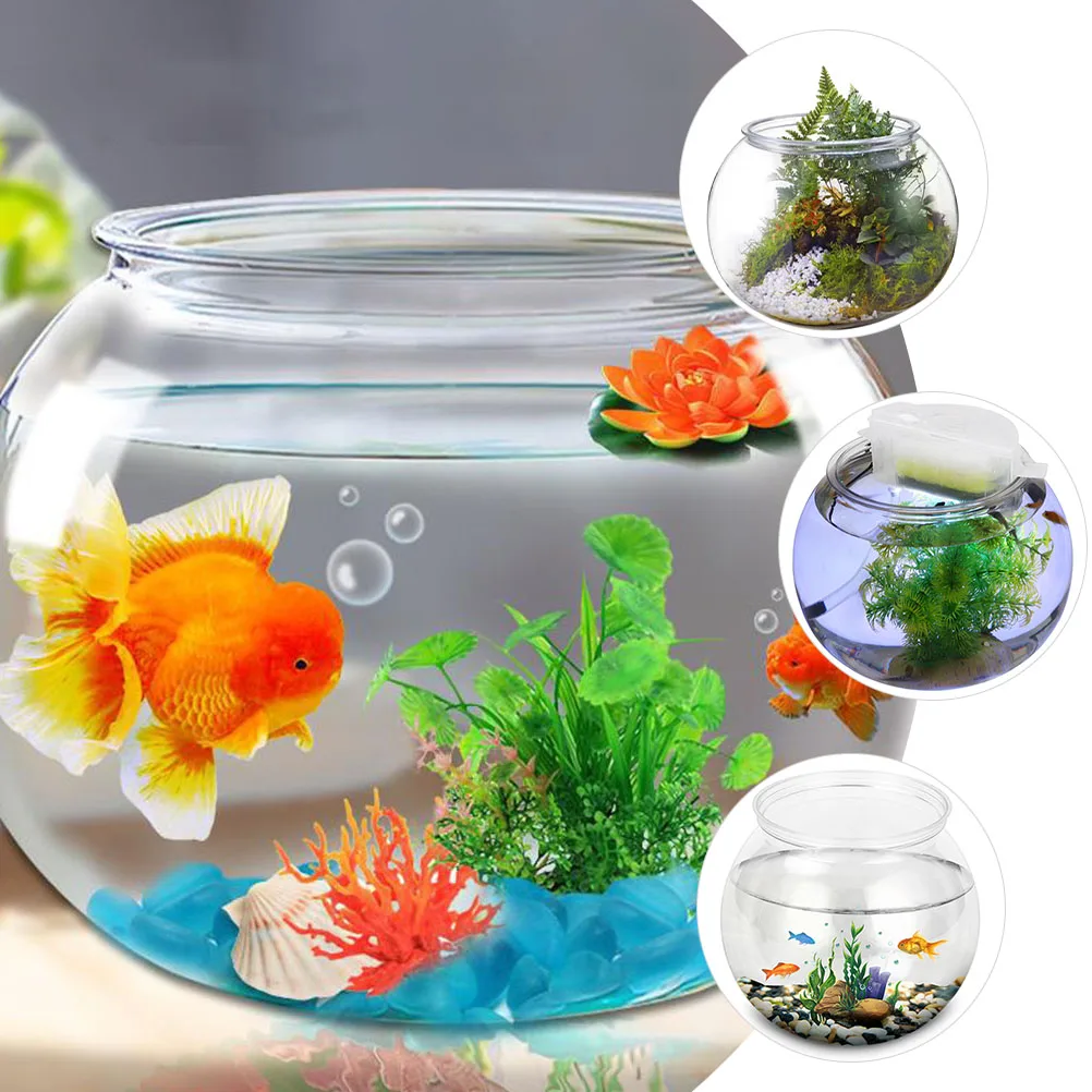 

Sturdy Transparent Plastic Bowl Round Aquarium For Home Office Durable Lightweight Tank Desktop Anti-Falling Container