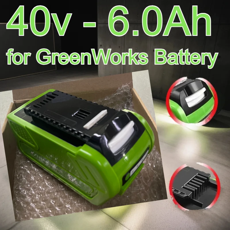 2026 بطارية احتياطية جديدة عالية الجودة لجزازة العشب 40 فولت 6.0 أمبير، 5.0 أمبير، 4.0 أمبير، G-Max GMAX 29462، 29472، بطارية أداة جزازة العشب