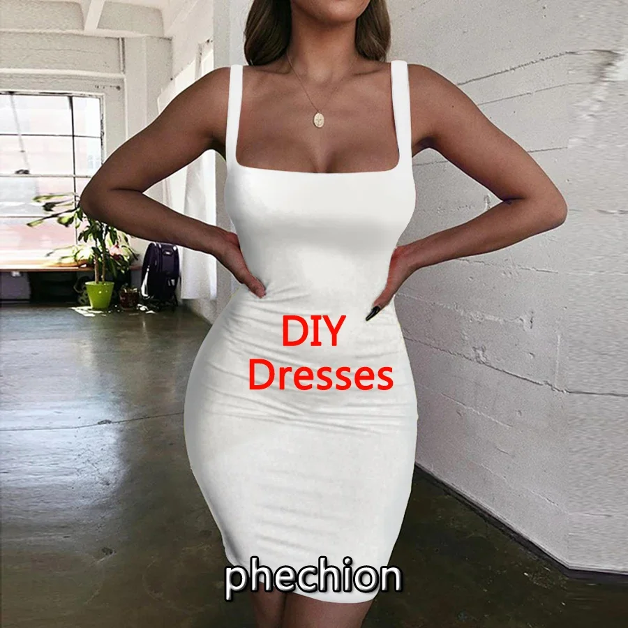 

phechion DIY 3D Print Dress Women Halter Sleeveless Fashion Ladies Dresses Novel Sexy Womens Clothing Party Beach G01