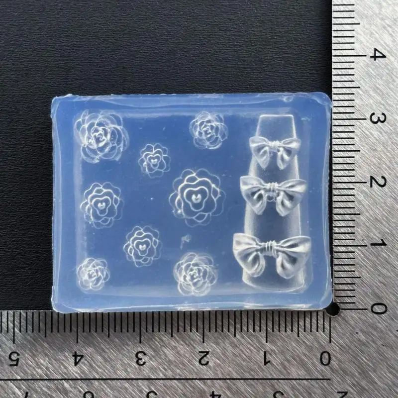 3D Transparent Silicone Nail Carving Mold Bow Flower Butterfly Rose Floral Design DIY Nail Art Decoration Manicure Tool\