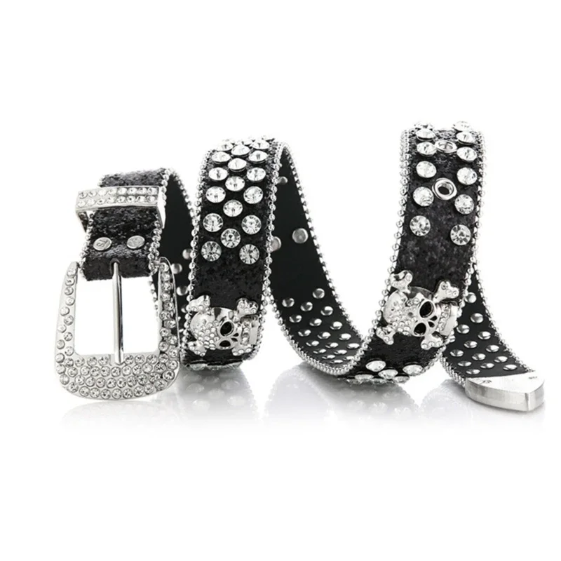 

Skull Buckle Belts Woman Waist Strap Buckle Belts Western Cowboy Y2k Girls Fashion Belt for Jeans R7RF