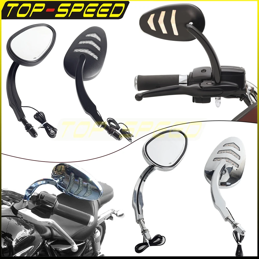 

Motorcycle Rear View Mirror For Harley Dyna FXDF EFI FXDBI FLD Low Rider Super Wide Glide W/ Arrow Turn Signal Rearview Mirrors