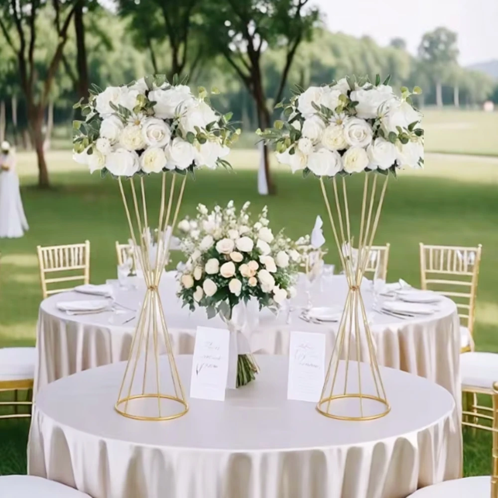 10pcs 80/90/100cm tall white/ black/sliver/gold Stainless Steel Table Gold Metal Flower Stand Display Vase for Wedding Parties
