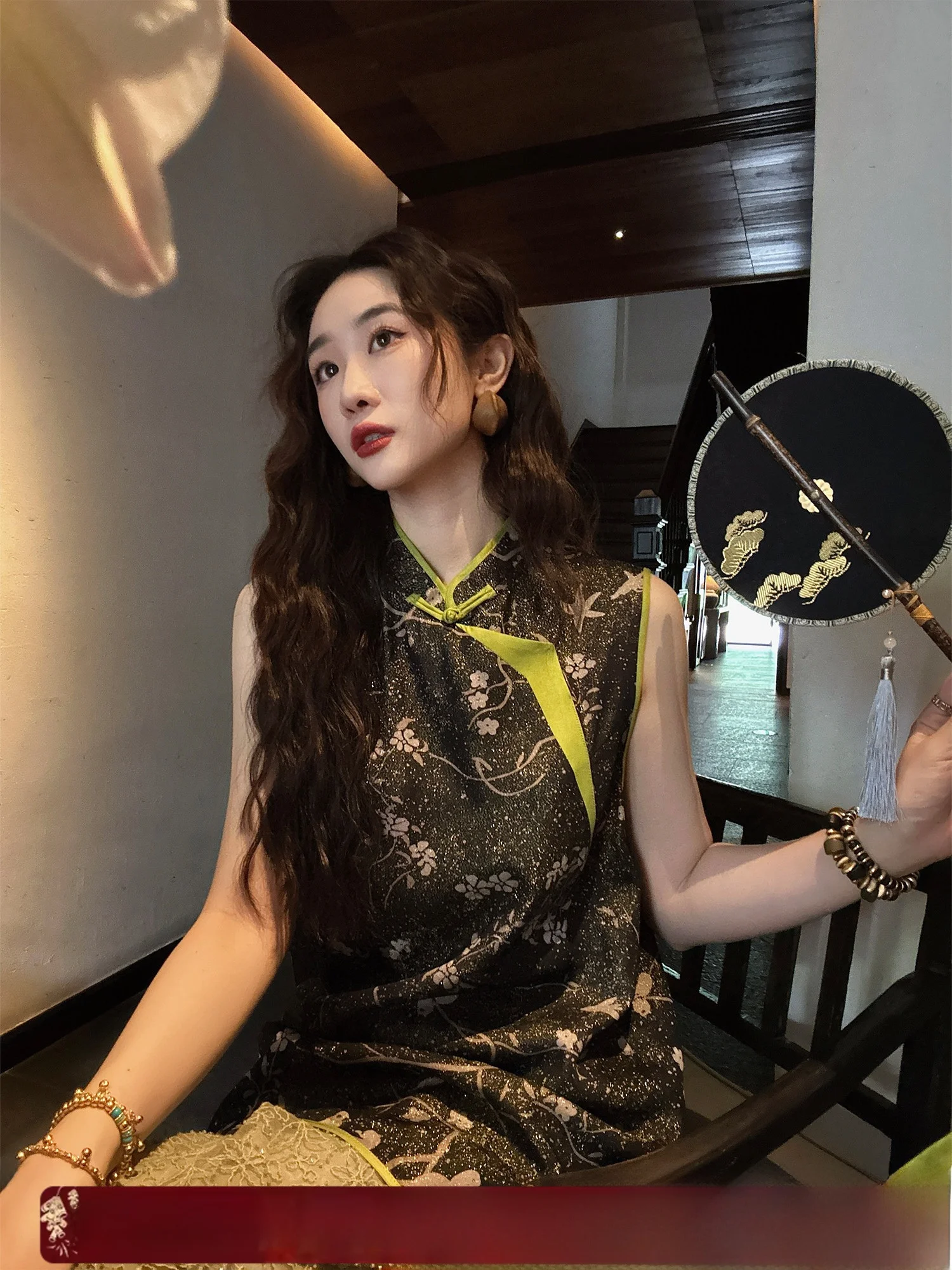 

Sanji Bla Flower New Chinese Sle Top Ladies irt Thin Luxury High End Feeling Commute Sle Simple Design S...