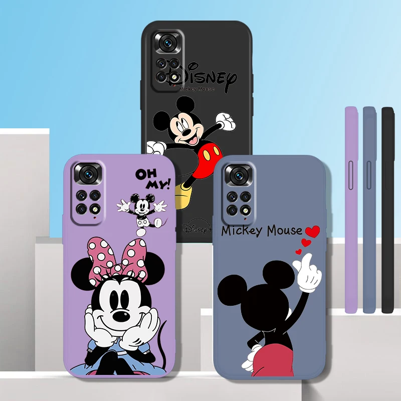 Mickey Minnie fashion Phone Case For Xiaomi Redmi Note 12 11 11S 10 10S 9 9S 9T 8 8T 7 5 Pro Plus Liquid Rope Candy Cover Fundas