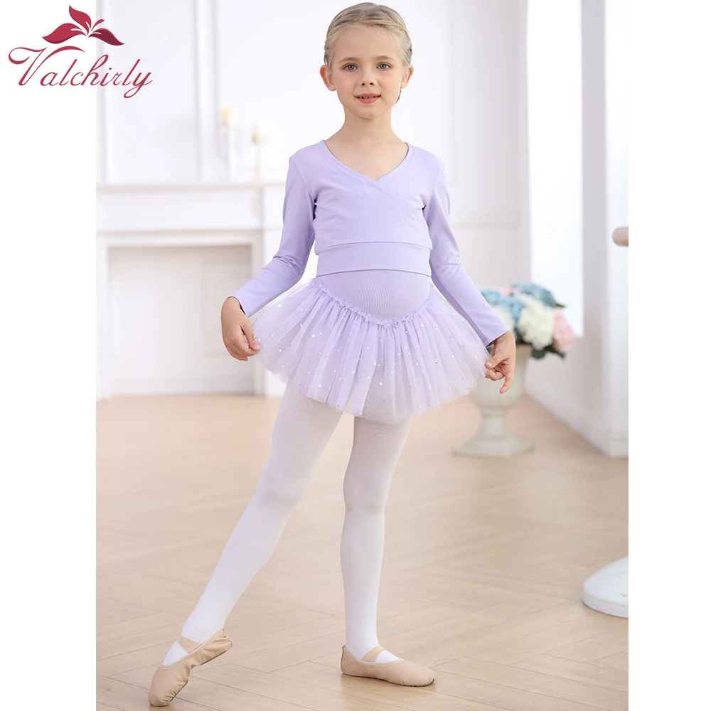 New Girls Long Sleeves  Ballet Wrap Cardigan Soft Cotton Top Coat Dancewear for Kids