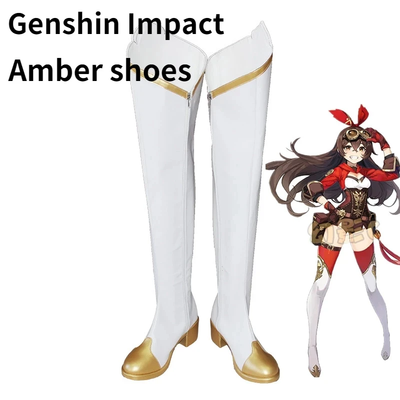 

Sepatu Cosplay Game Genshin Impact Sepatu Bot shoes Genshin Impact Amber Sepatu Wanita Karnaval Ukuran Halloween white boots