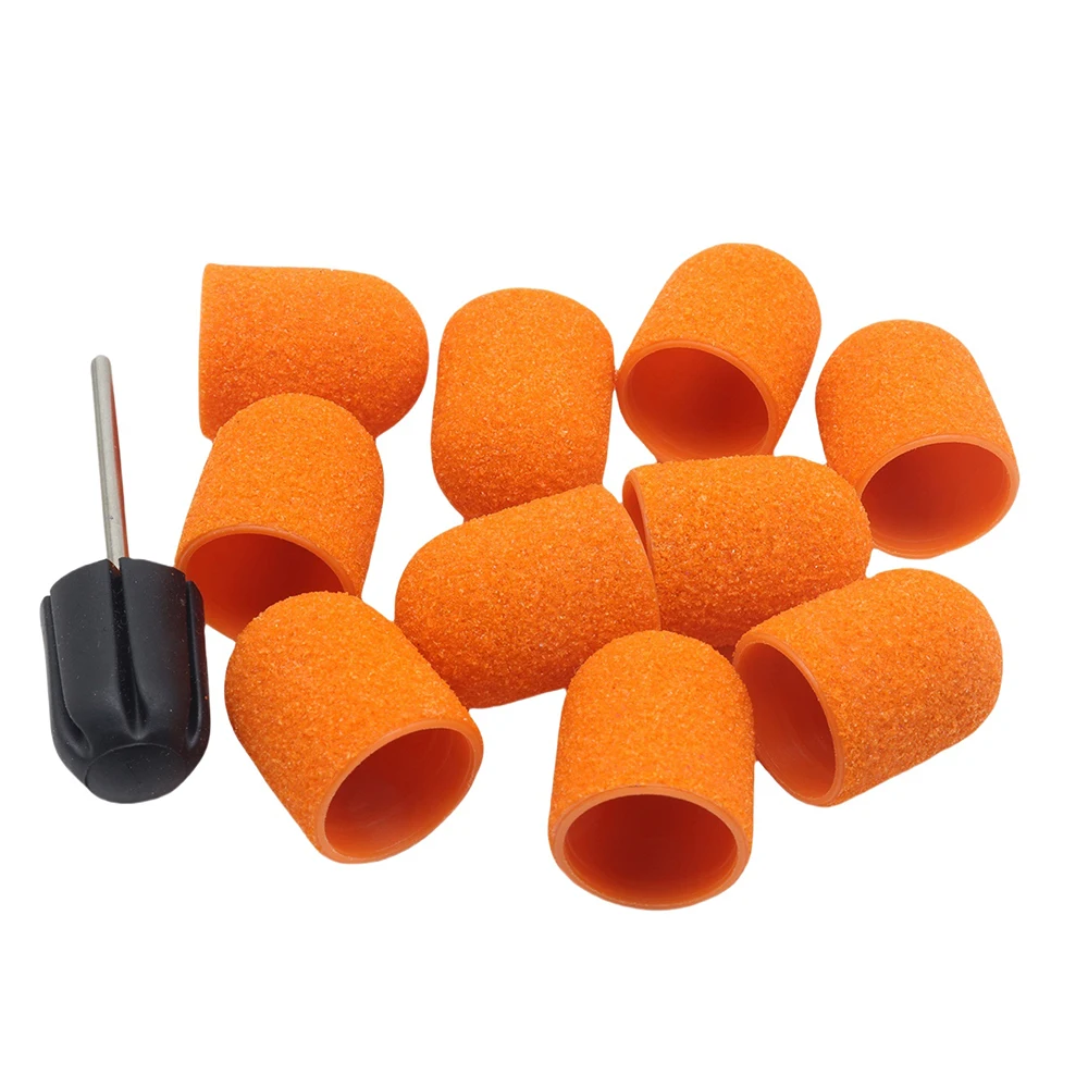 10 szt. 13 mm pomarańczowo-białych nasadek do szlifowania paznokci z wiertłami do paznokci do pilnika do stóp, usuwania zrogowaceń, manicure, pedicure, lakieru do paznokci