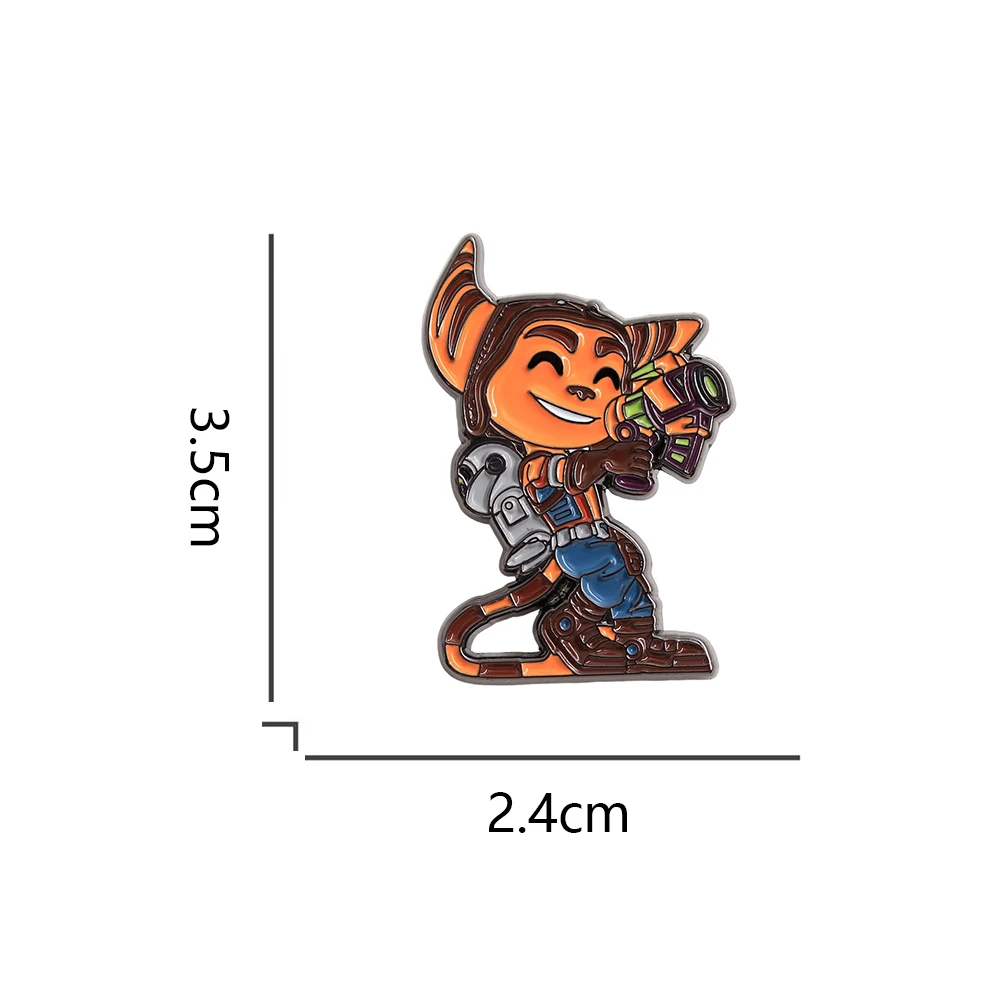 Cartoon-Spielcharakter-Abzeichen Ratchet & Clank Emaille-Anstecknadel Kreative Tier-Anstecknadel Modischer Kragen-Schmuck Abzeichen-Dekoration Geschenk – Detail 2