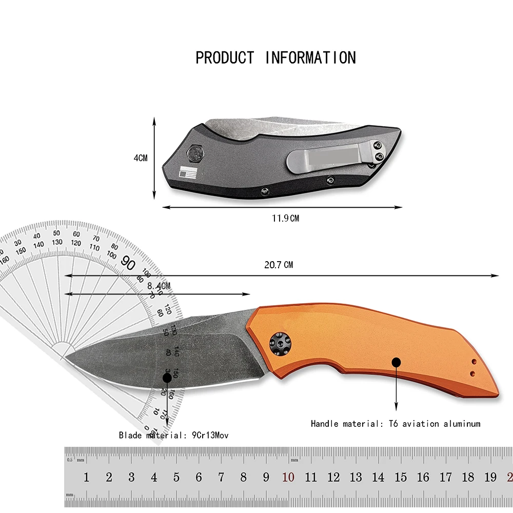 AU TO  Folding Pocket Knife KS 7100 Launch CPM154 Stone Wash Blade Aluminum Handle Outdoor Flaper Knife Camping Hunting Tools