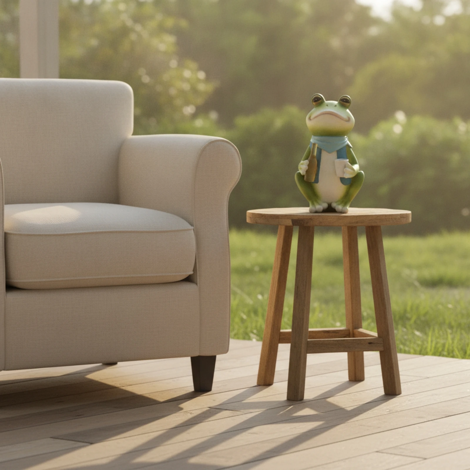 Frog Statue with Bottle Whimsical Resin Frog Statue Figurine Hand-Painted Weatherproof for Patio, Flower Bed
