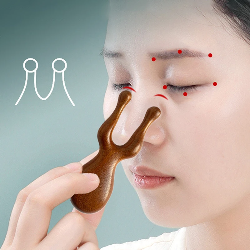 

Wood Facial Meridian Massage Comb Massager For Eyes Nose Ear Neck Promote Blood Circulation Trigger Point Gua Sha Board