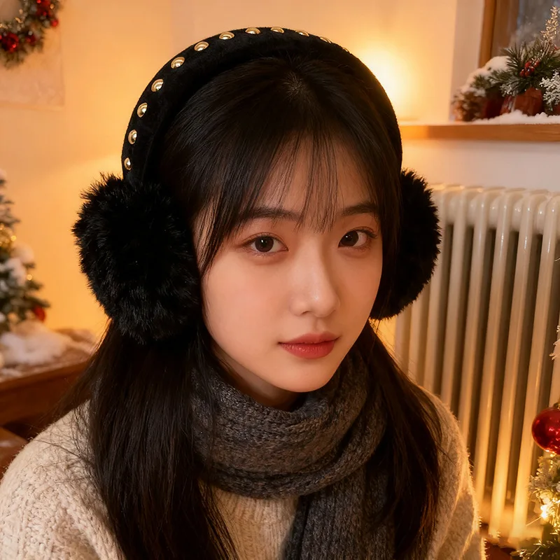 الشتاء المسامير المعدنية أفخم الأذن يفشل الكورية الفتيات لطيف فو الفراء الدافئة طوي الأذن يفشل في الهواء الطلق الدراجات يندبروف الأذن مجموعات #6