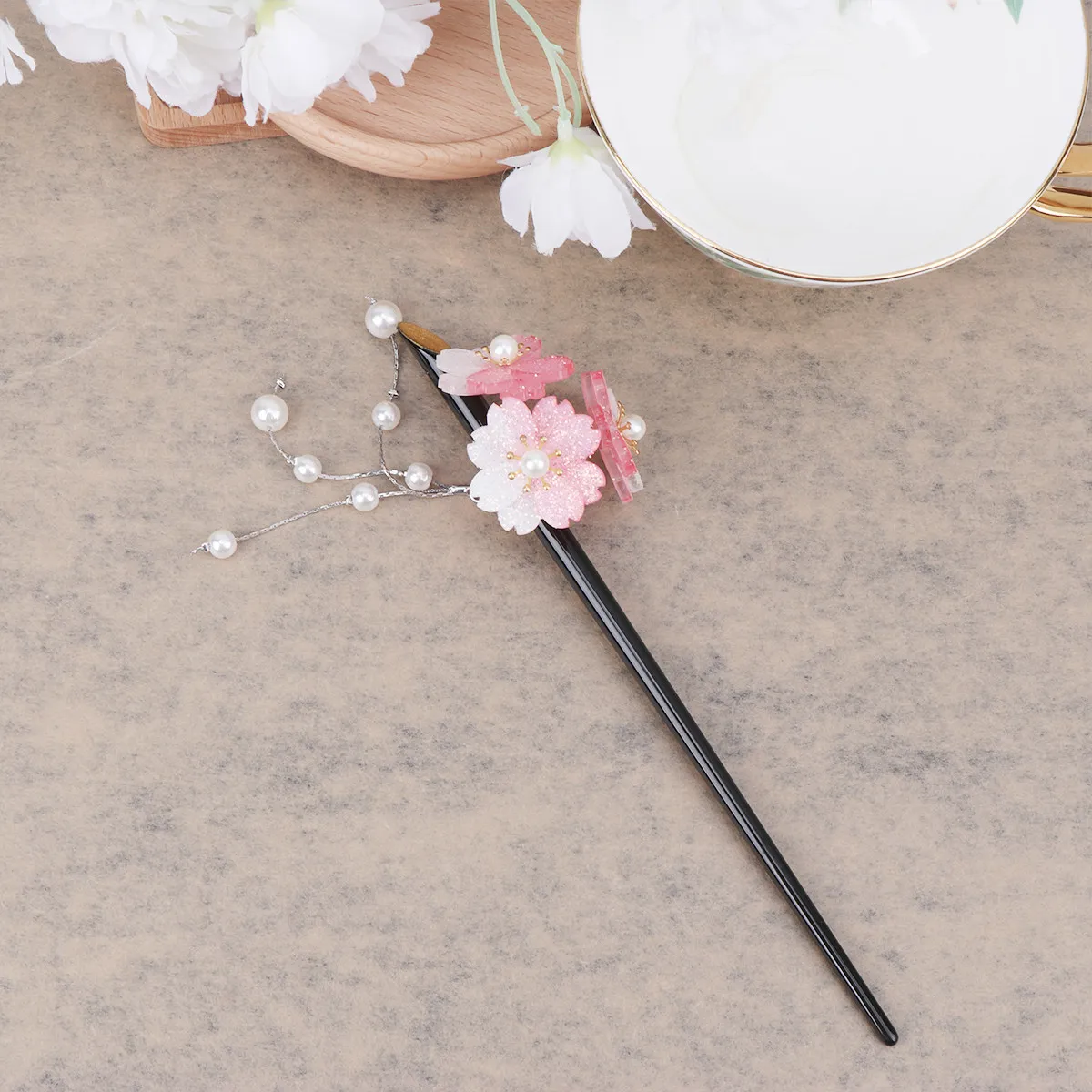 

1 Piece Exquisite Retro Tassel Hair Chopstick for Bride Women Bun Holder Fashion Hairpin Daily Party Wear Chic Gift Pink