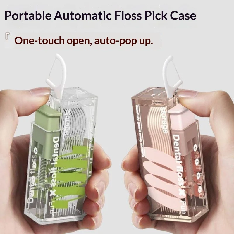 

Automatic Pop-Up Dental Floss Box Mini Portable Luxury Storage Case for Home And Travel - Dental Floss Stick Holder