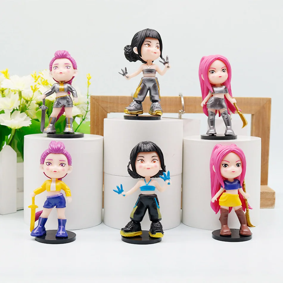 6 قطعة Kpop شيطان الصيادين أنيمي الشكل اللعب لطيف بولي كلوريد الفينيل المنقولة المفاصل عمل نموذج لجسم دمى الاطفال عيد ميلاد الديكور لعبة الهدايا #3