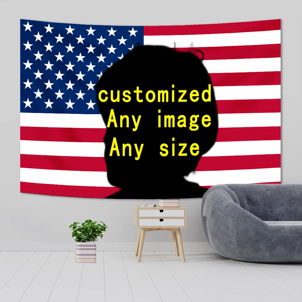 Customized images of people on the American flag, custom sized text, poster decorations, can be consulted with customer service