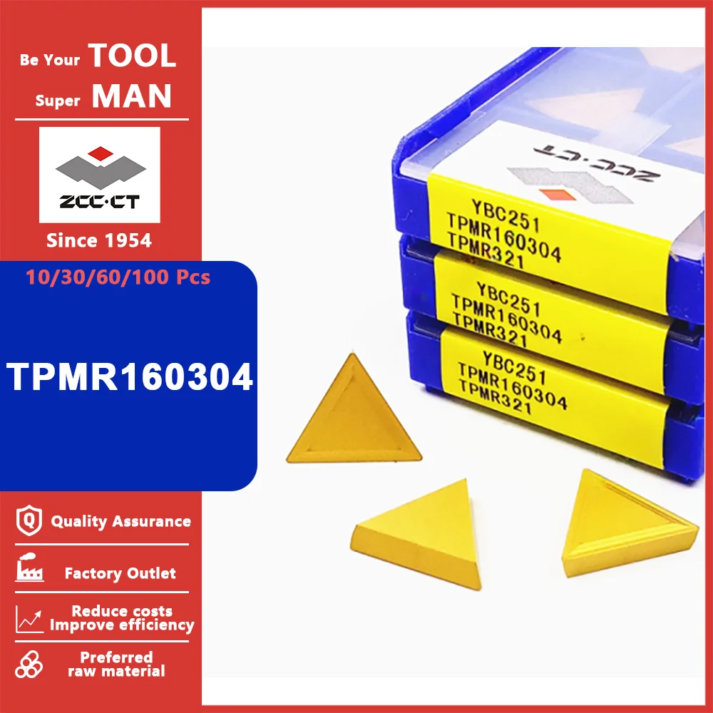 ZCC CT Original TPMR160304 YBC252 YBC251 YBM251 Milling Inserts TPMR160304 Lathe Tool Carbide Milling Turning Tools