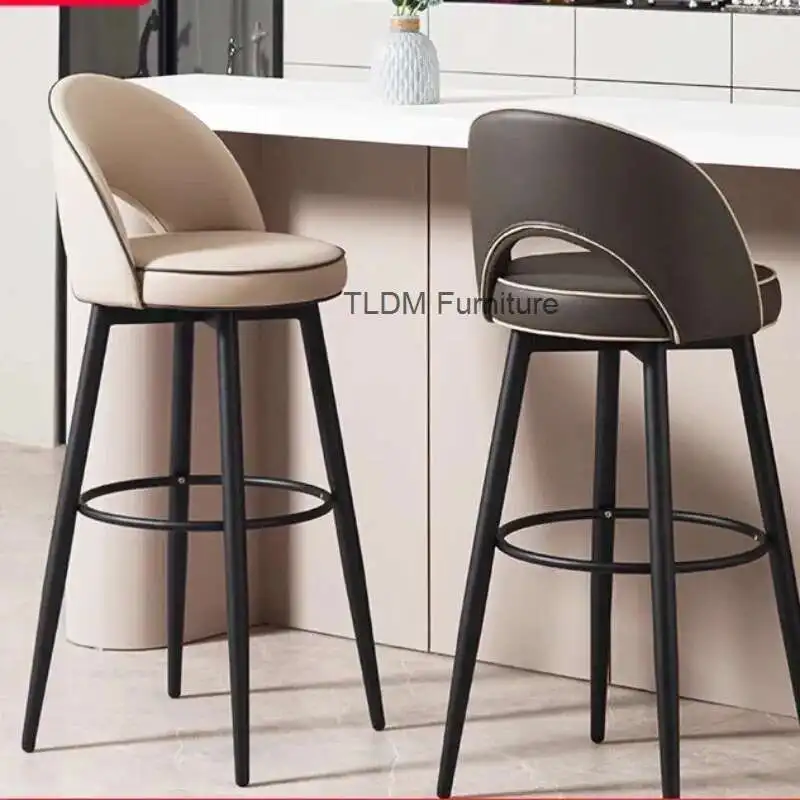 

Home Rotating High Stool Island Table Dining Chair Bar Hotel Front Desk Light Luxury Backrest Bar Chair Nordic Table Luxury