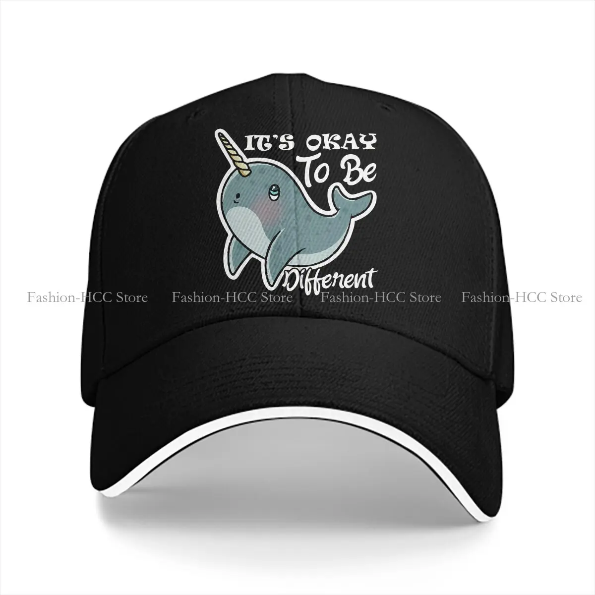 Pure Color Dad Hats It's Okay To Be Different Hat Sun Visor Baseball Caps Narwhal Peaked Cap