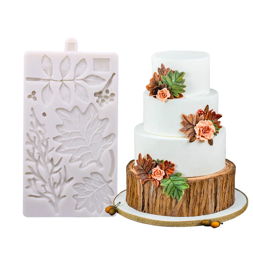 Coral Silicone Fondant Mould Rose Leaves Fruit Leaf Chocolate Sugarcraft Cake Topper Decoration Baking Tool