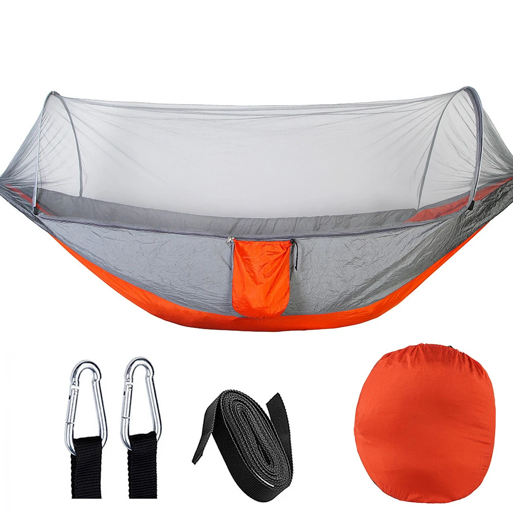 260x140cm 2-person Mosquito Net Hammock Outdoor Camping Automatic Quick-opening Swing Hammock  Nylon Rocking Swinging Chair