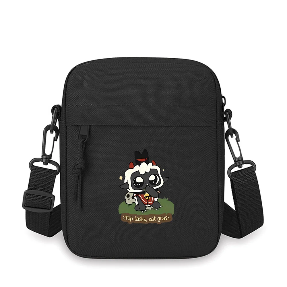 

Cute lamb eat grass,funny image. Men Crossbody Bag Single Shoulder Women Cartoon Anime Film Printing Design Unisex