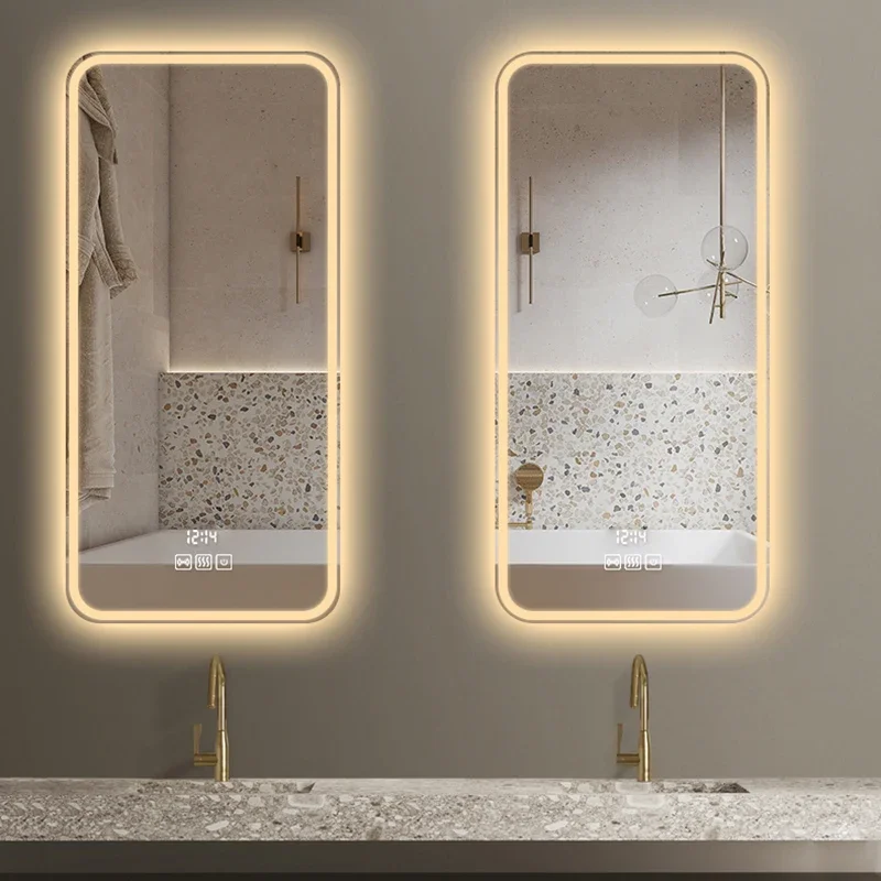 Toilet Rectangle Mirror Modern Touch Switch Bathroom Mirror Illuminated Clear Espelho Maquilhagem Com Led Bathroom Accessories