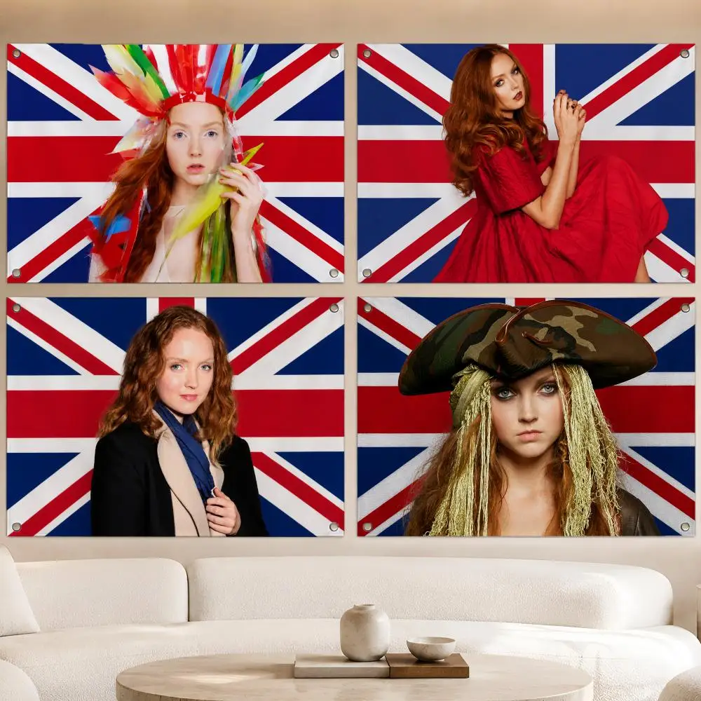 Model L-Lily Cole Flags Fan Banner Tapestry Wall Hanging Garage BarDorm Camp Party Outdoor Home Decor Gift