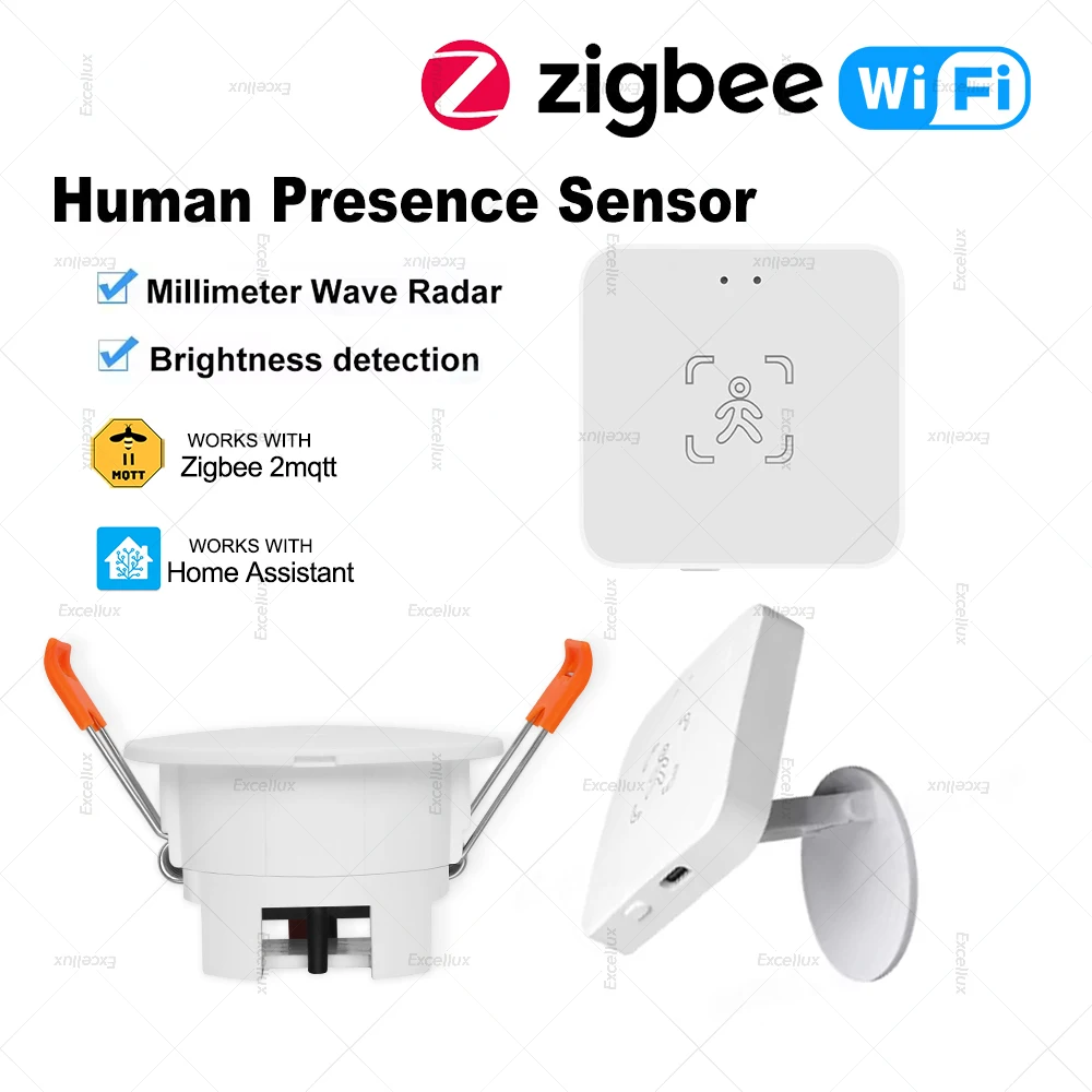 Czujnik obecności człowieka WiFi Zigbee, radar MmWave, czujnik ruchu, wykrywanie jasności, obsługa Zigbee2mqtt Home Assistant