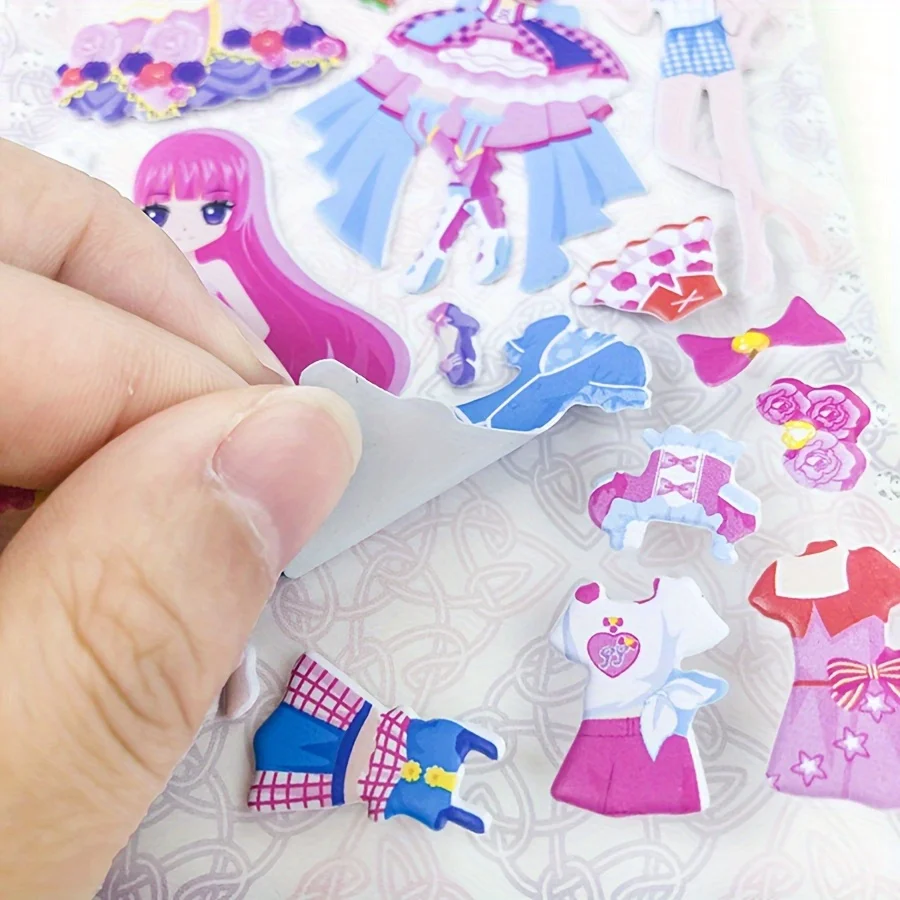 5 قطعة ملصقات فتاة فستان ثلاثية الأبعاد حوريات البحر الأميرة لطيف قابلة لإعادة الاستخدام منتفخ ملصقات DIY بها بنفسك الحرفية هدية عيد ميلاد ZSY