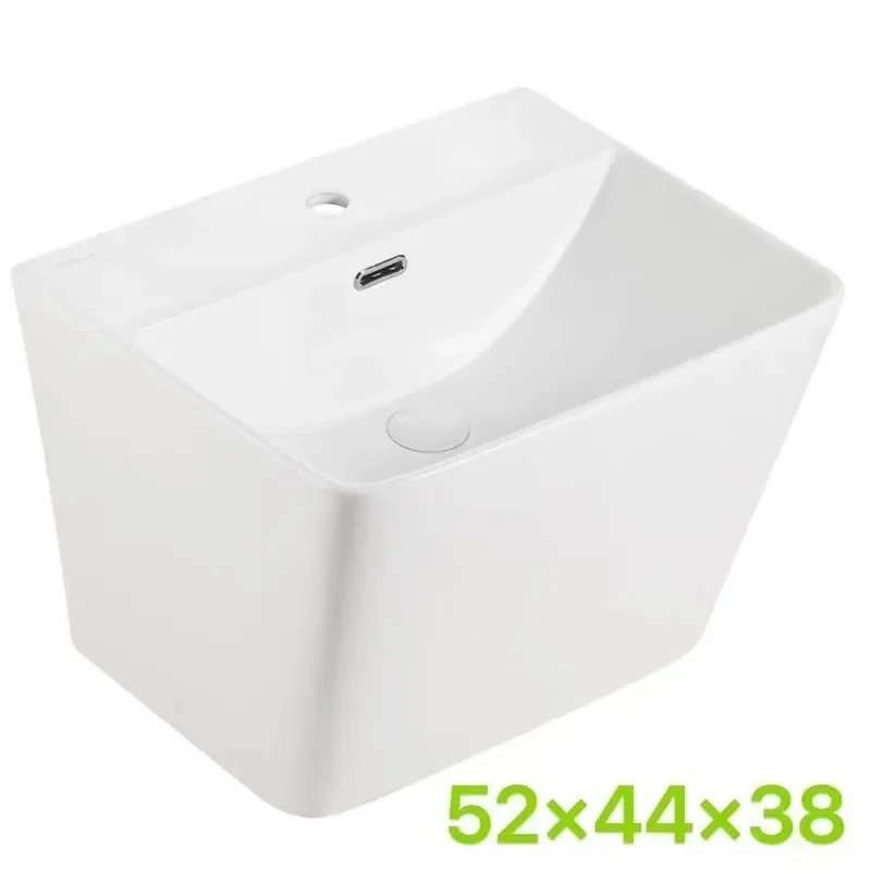 Ultra Narrow Wall Mounted Ceramic Wash Basin Integrated Sink for Small Apartment Bathroom Balcony Space Saving Hanging Design