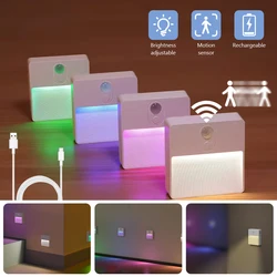 LED Motion Sensor Night Light Wireless Multicolor Night USB Rechargeable Night Lamp Cabinet Wardrobe Lamp Staircase For Kitchen