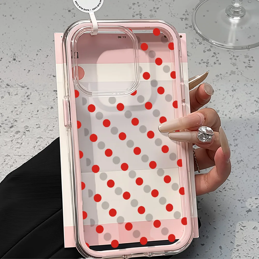 2in1 Ins Red Dot Clear Case For iPhone 17 Pro 16 15 12 13 14 Pro Max Air 11 iPhone17 17Pro 17ProMax Soft Transparent Cover Funda