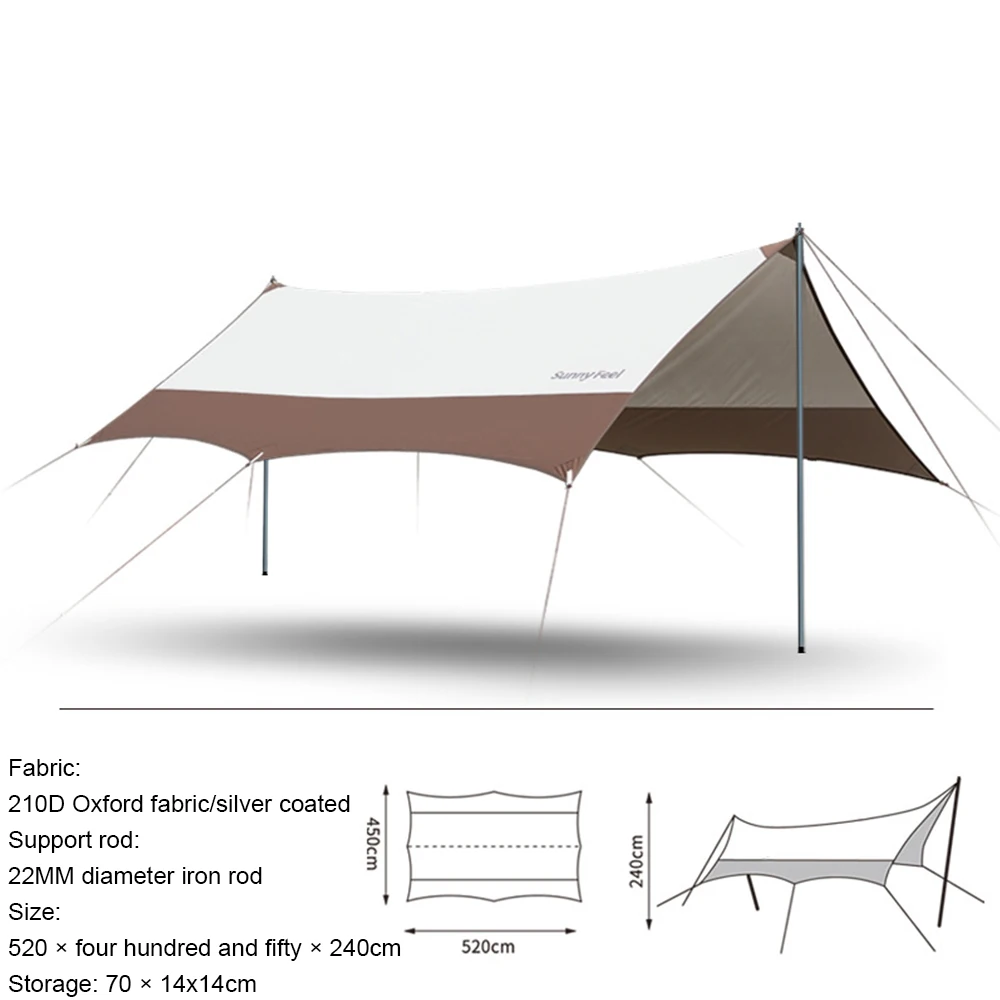 Large Sliver Coating Tarp Waterproof Awning Camping Outdoor Shade Tarpaulin Tent Shelter Beach Sunshade Flysheet