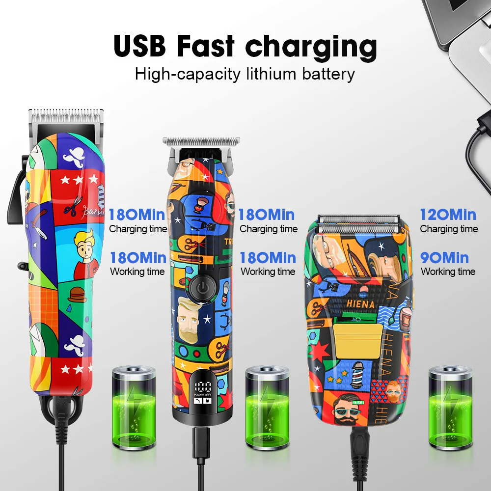 HIENA ماكينة تشذيب الشعر اللاسلكية العصرية على شكل جرافيتي تصميم ماكينة قص الشعر الكهربائية ماكينة حلاقة شعر اللحية الاحترافية