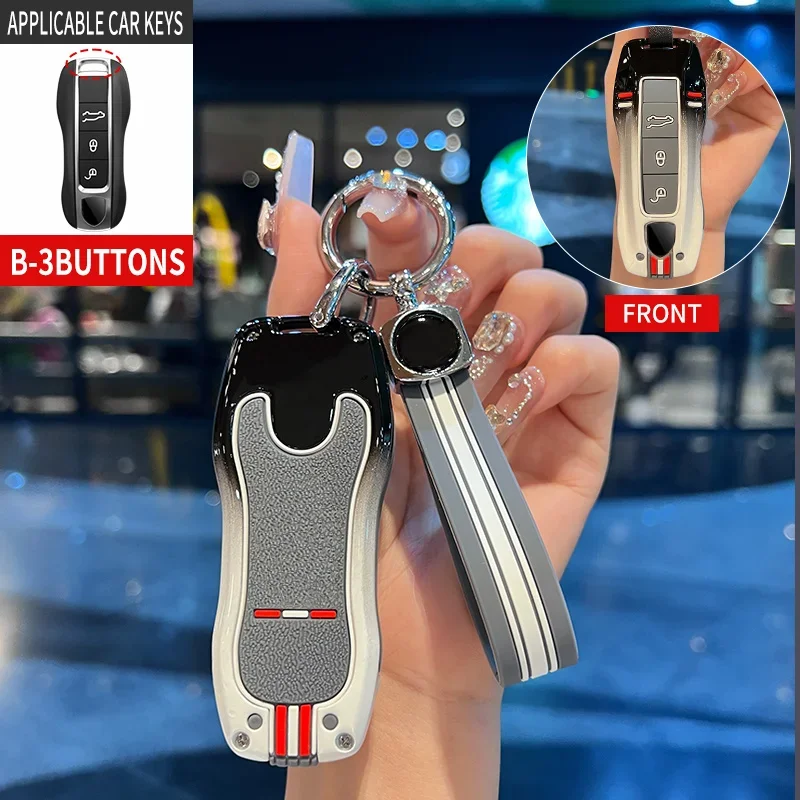 

Car Zinc Alloy Slicone Key Case Cover Holder For r Porsche 911 Panamera Cayenne Macan Boxster 986 987 981 Remote Control Key