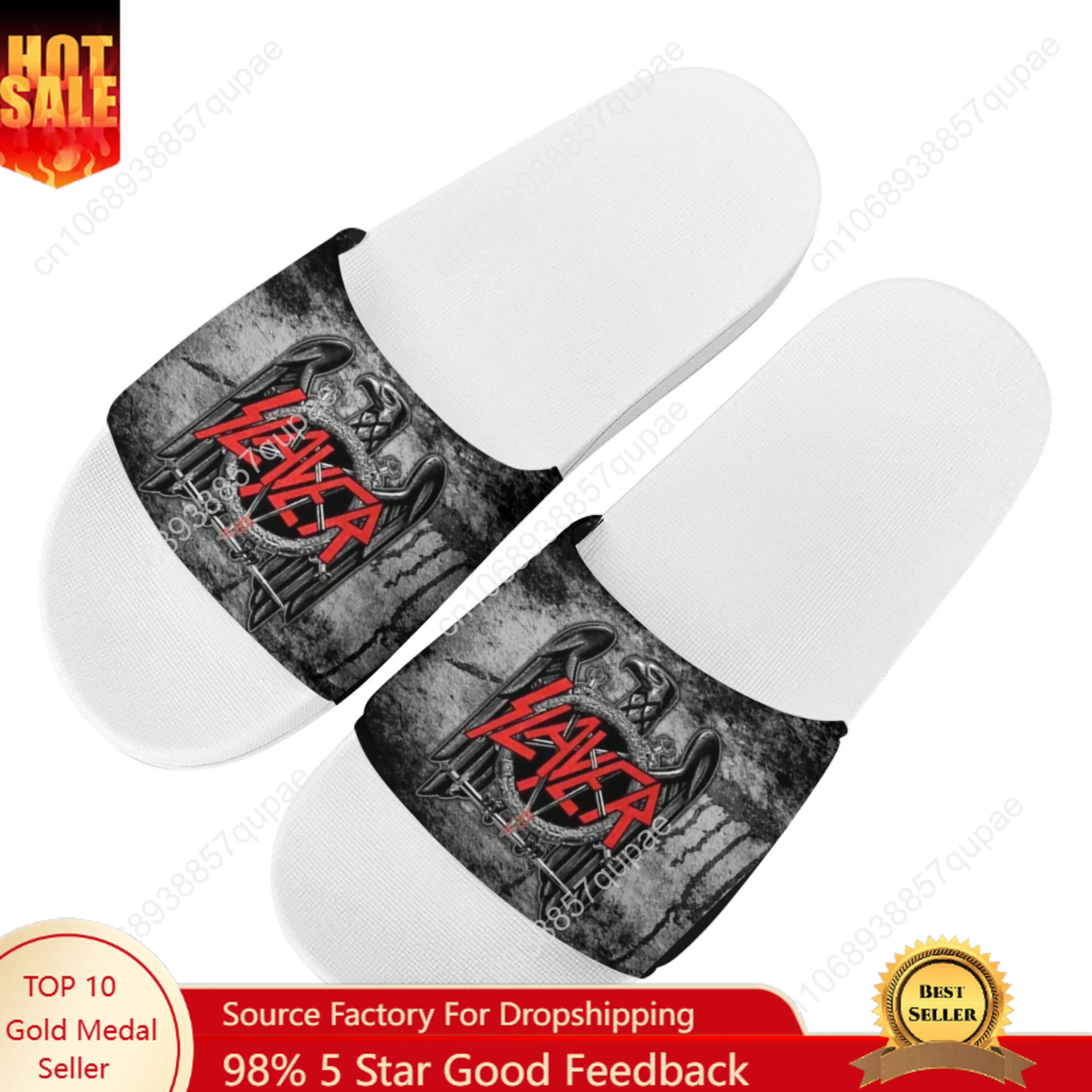 

Slayer Heavy Metal Rock Band Slippers Home Water Shoes Mens Womens Teenagers Outdoor Beach Sandals Custom Summer Slipper