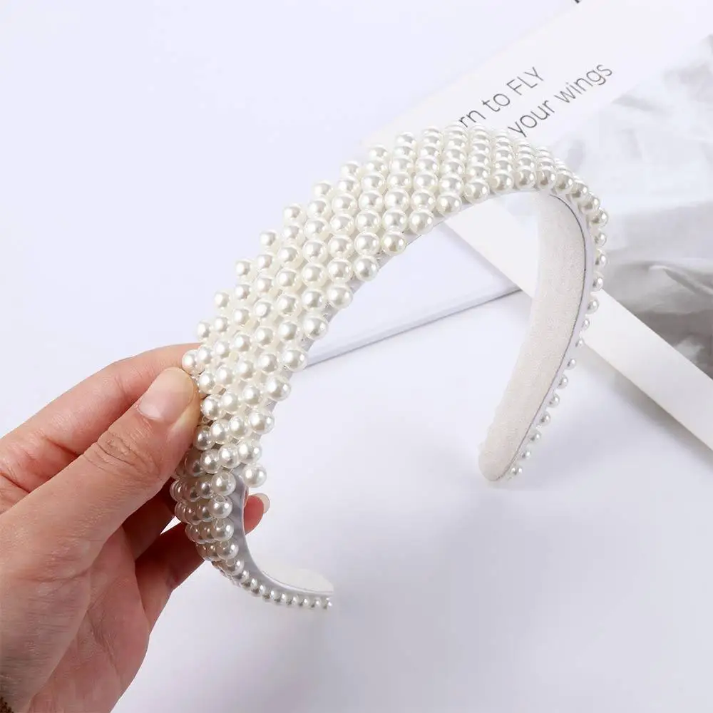 

Women Girl Ladies Korean Headwear Wide-Brim Elegant Pearl Hair Accessories Headband Pearl Hair Band Head Hoop