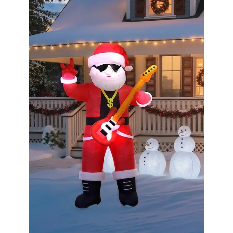 8.7-foot Christmas inflatable decoration Santa Claus playing guitar courtyard holiday party Christmas Day party props