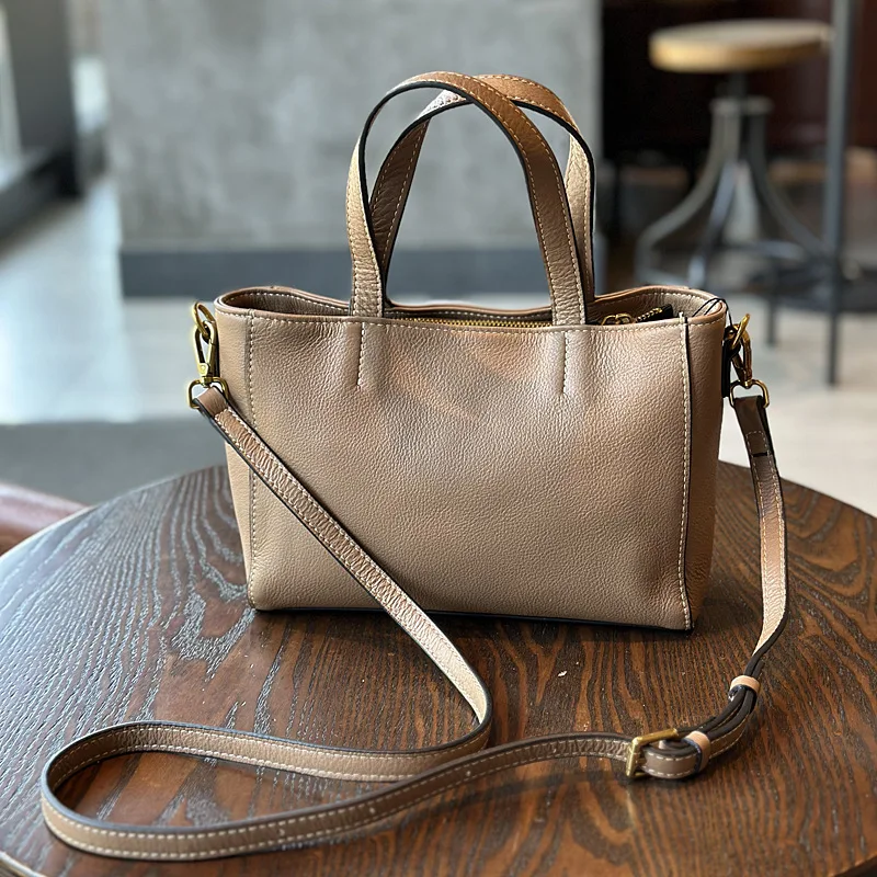 Layer Cowhide Casual Women's Bag 2025 Leather Tote Bag Retro Soft Cowhide Single Shoulder Crossbody Designer Luxury Bag