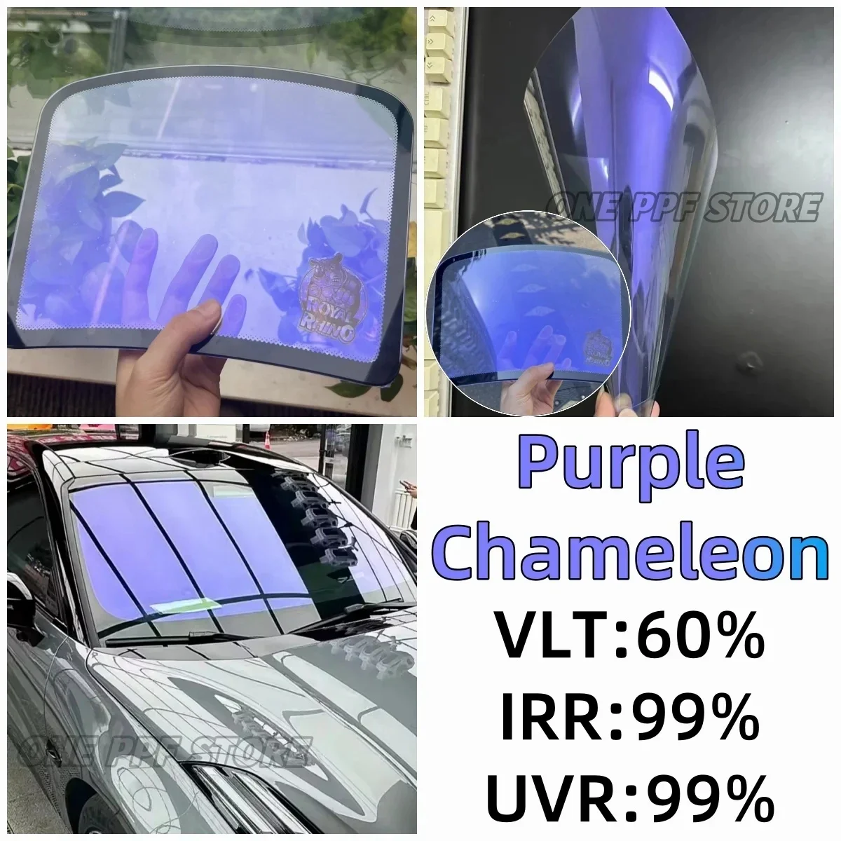 Purple/Green/Blue/Red Chameleon VLT 60~80% Windscreen Foils Car Front Rear Window Tint Windshield Protection Solar Tinting Film