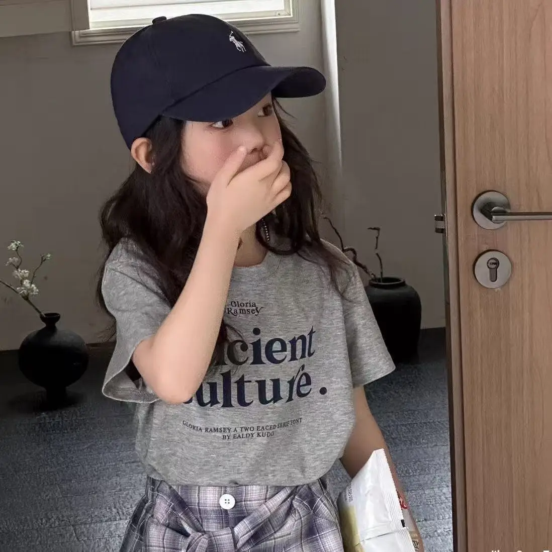 Girls' Children's Clothing 2026 Summer New Short sleeved Printed T-shirt Children's Stylish Versatile Short Skirt Two-piece Set